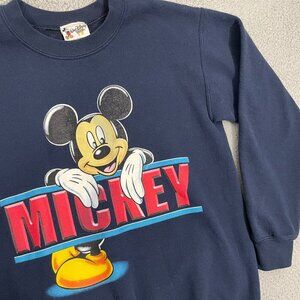 VTG Mickey Mouse Sweatshirt Adult S Navy Walt Disney World Pullover Crewneck